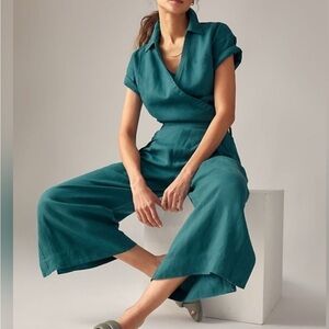 Athleta Teal Linen Playa Top